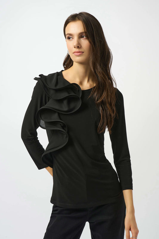 Joseph Ribkoff Silky Knit Fitted Ruffled Top 253047