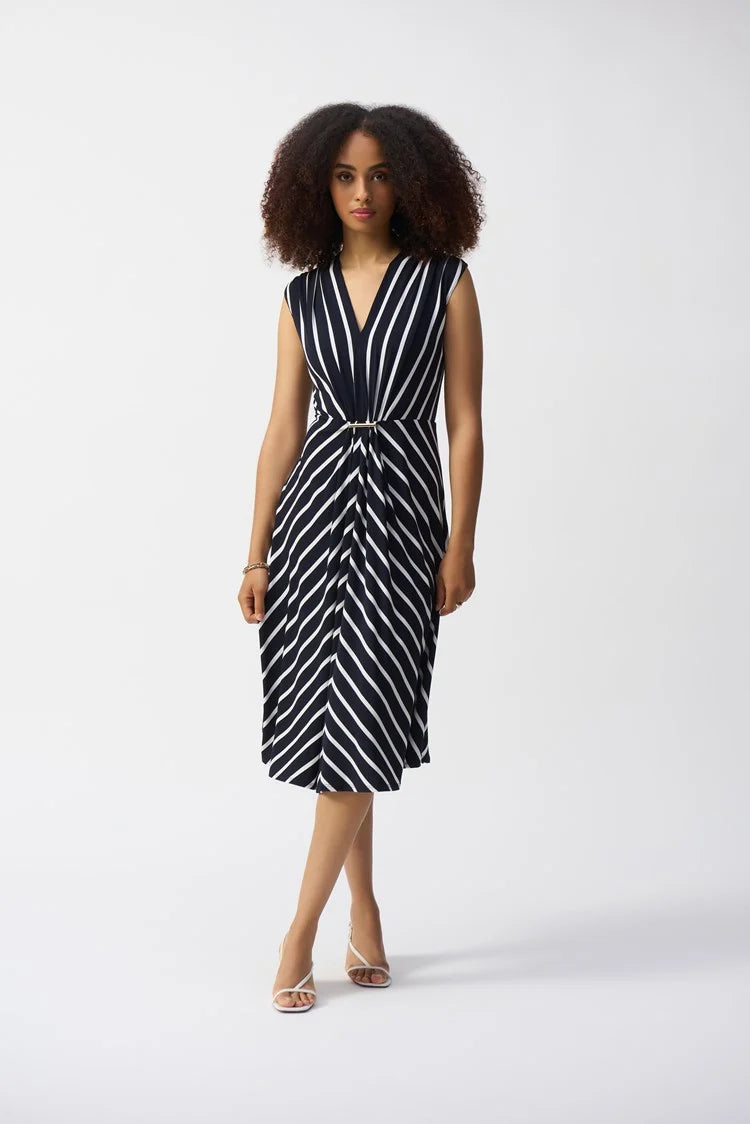 Joseph Ribkoff Silky Knit Stripe Fit and Flare Dress 251295