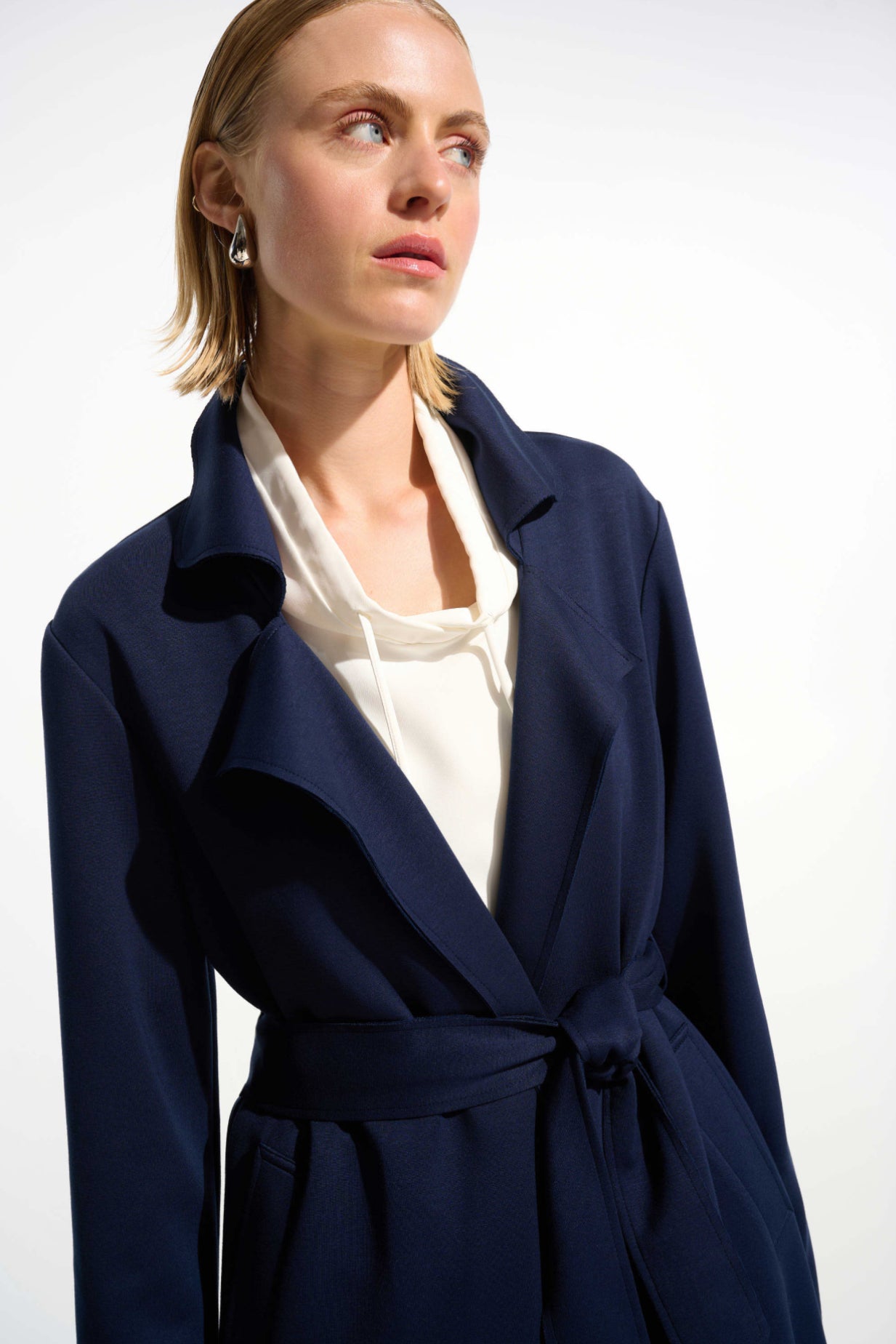 Joseph Ribkoff Scuba Jersey Straight Coat With Sash 261602