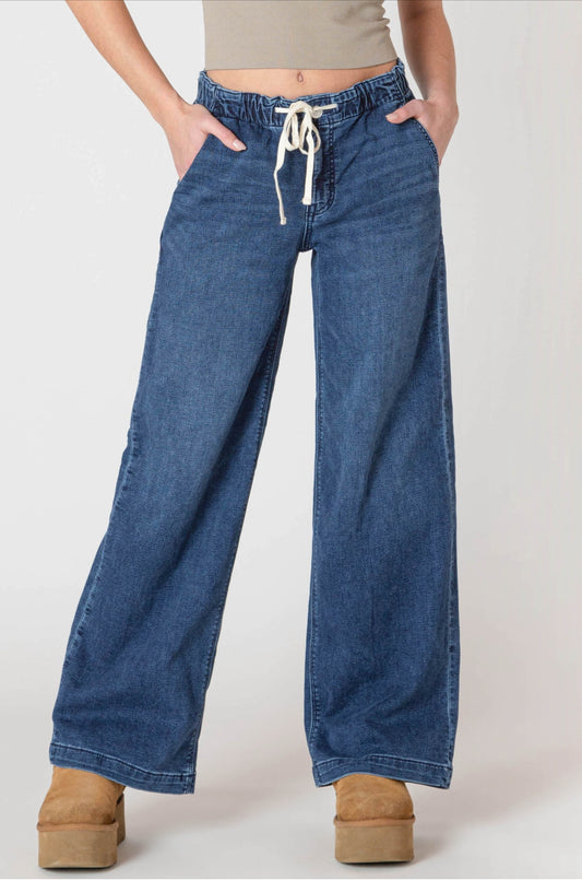 Room 34 Wide Leg Knit Denim Pants