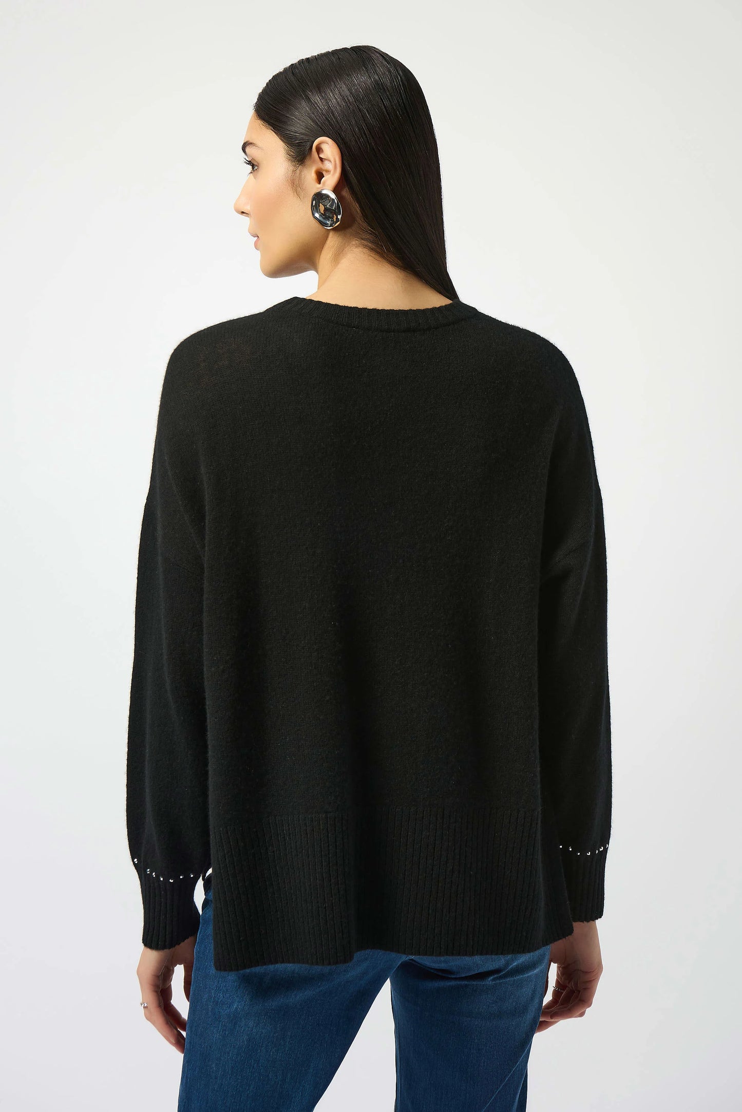Joseph Ribkoff Cashmere Crew Neck Top with Stud Detailing 253980
