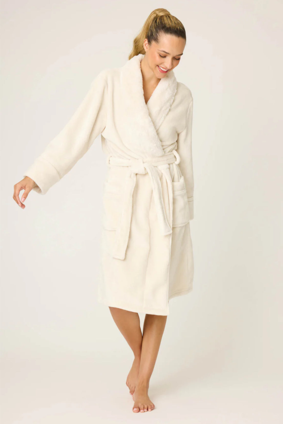 PJ Salvage Luxe Plush Robe Natural