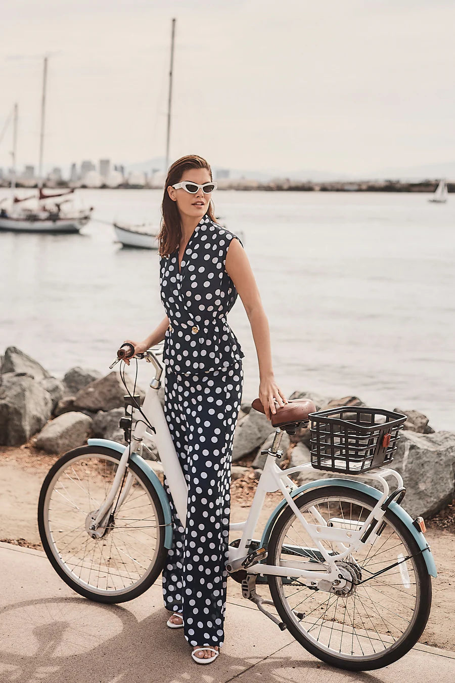 Joseph Ribkoff Polka Dot Wide Leg Pants 261305