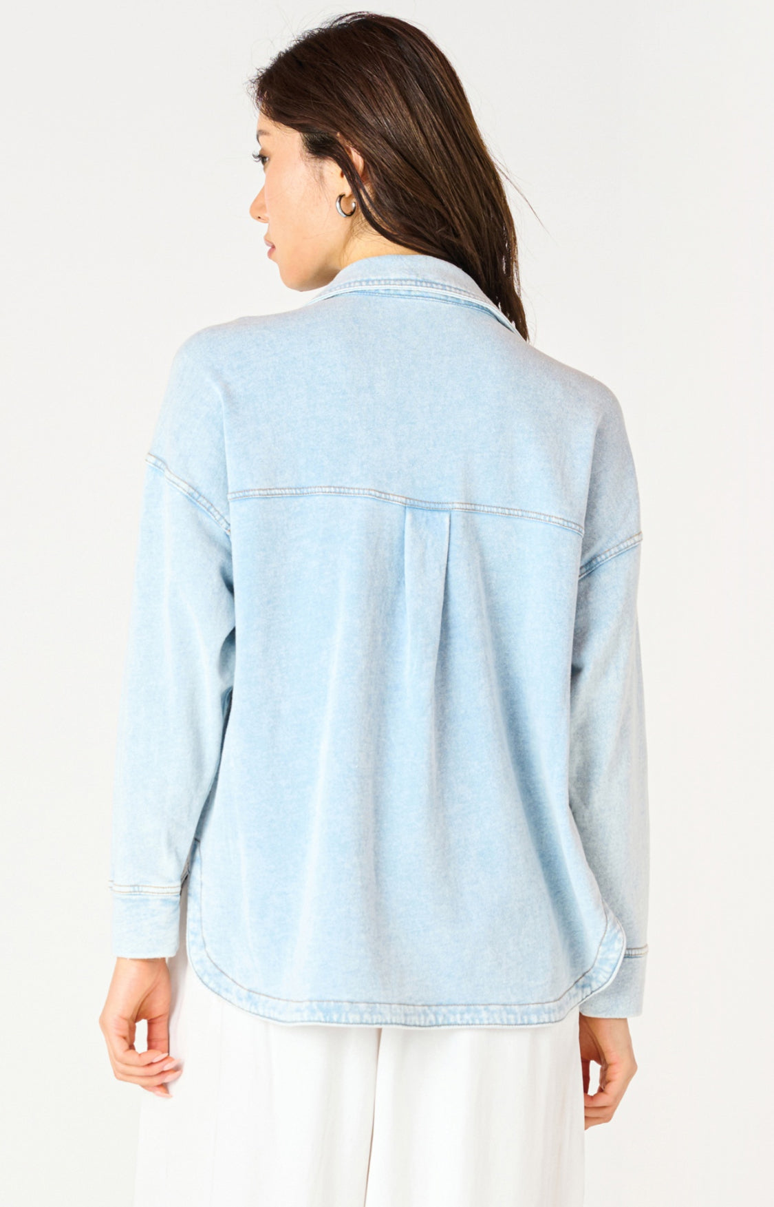 Dex Button Up Top Washed Blue