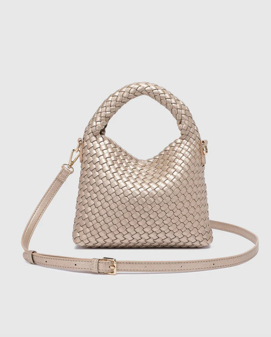 Louenhide Gabby Mini Woven Crossbody Bag Pink Champagne
