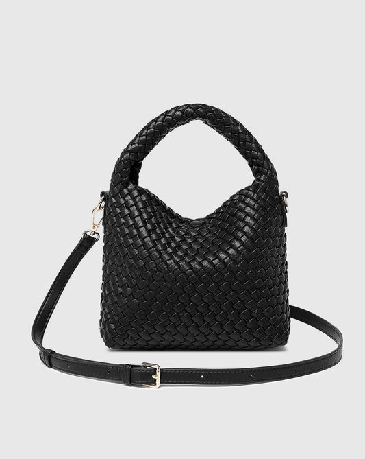 Louenhide Gabby Mini Woven Crossbody Bag Black