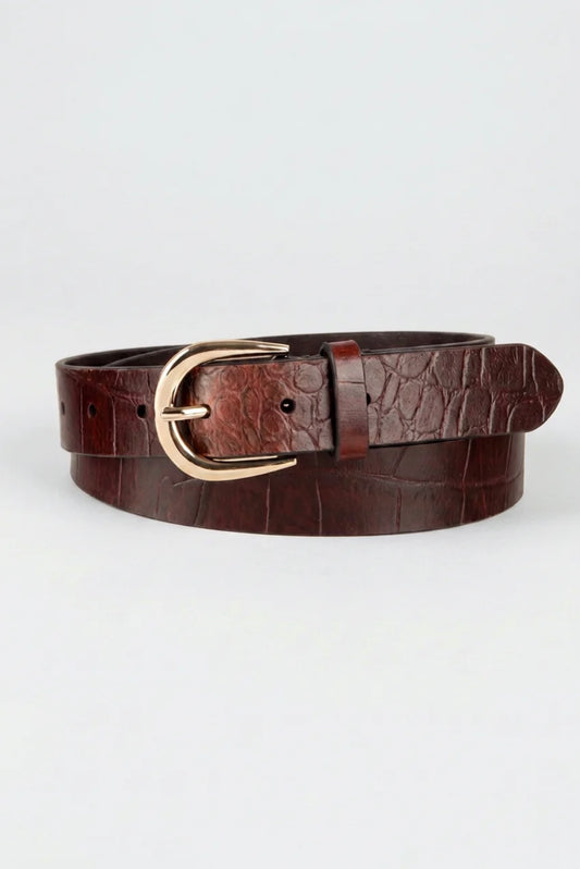 Tribal Harper Leather Belt Croc/Gold