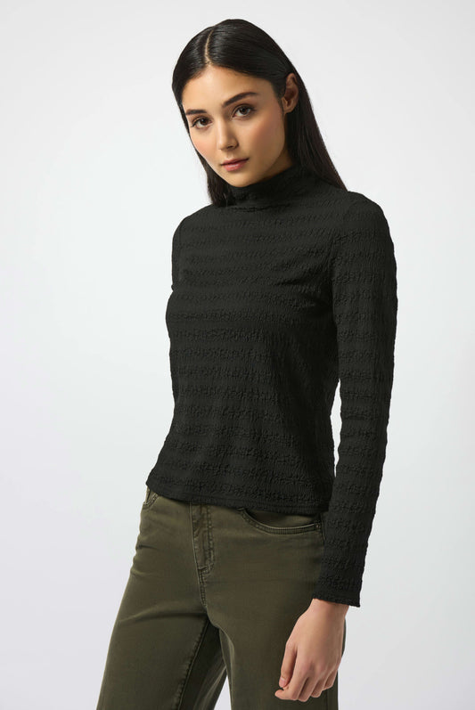 Joseph Ribkoff Textured Knit Fitted Top Black 253294