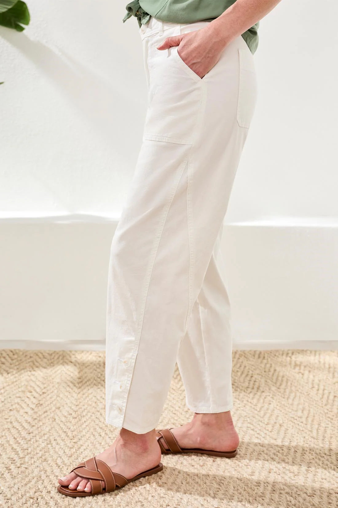 STRETCH SLUB BARREL ANKLE PANT
