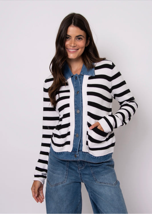 RD Style Amorie Denim Combo Cardigan