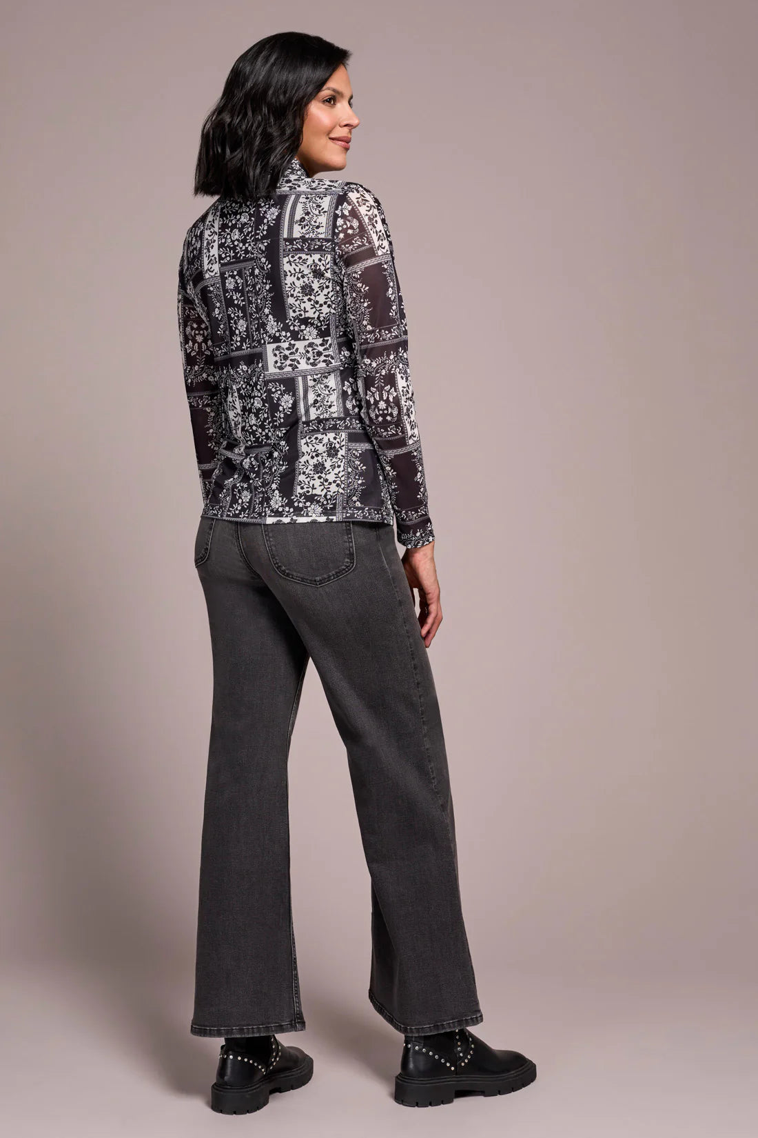 Tribal Brooke High Rise Palazzo Jeans Grey