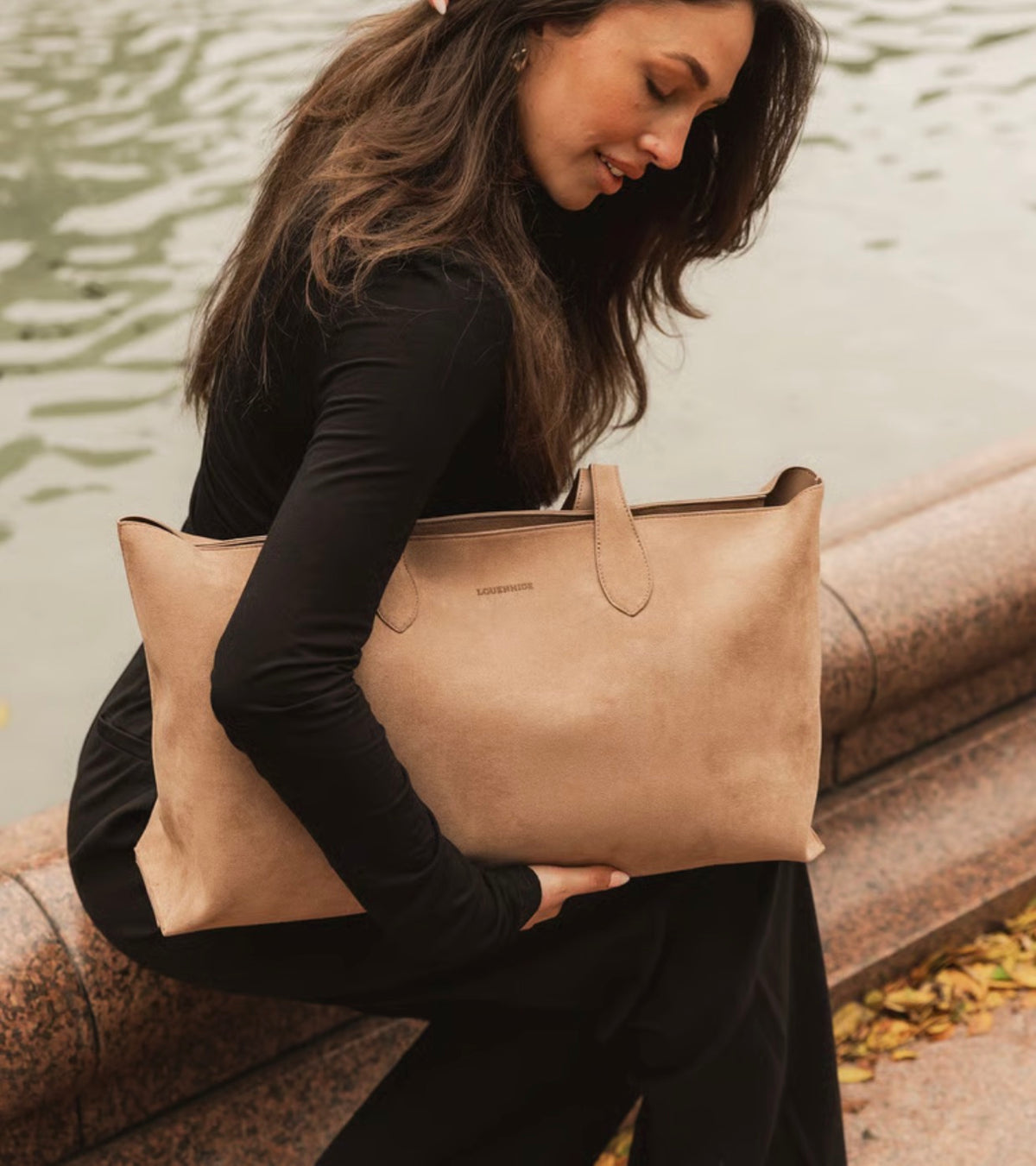 Louenhide Elke Tote & Everyday Pouch Set Suede Honey