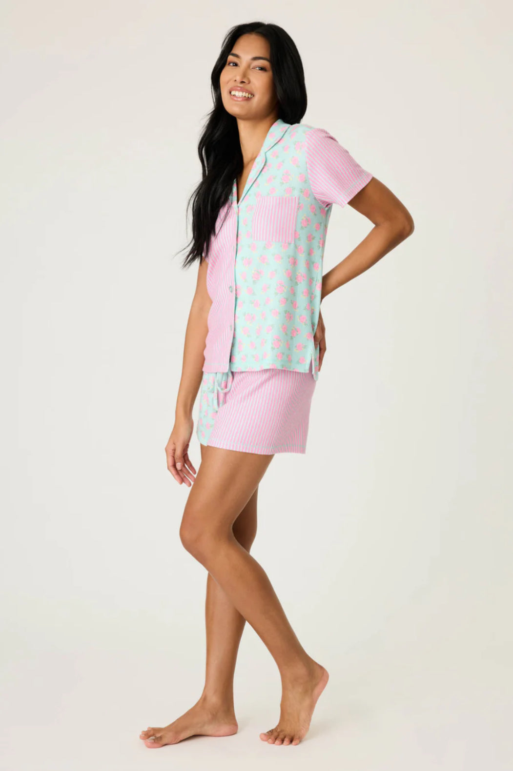 PJ Salvage Striped Secret Garden Shorts Pj Set