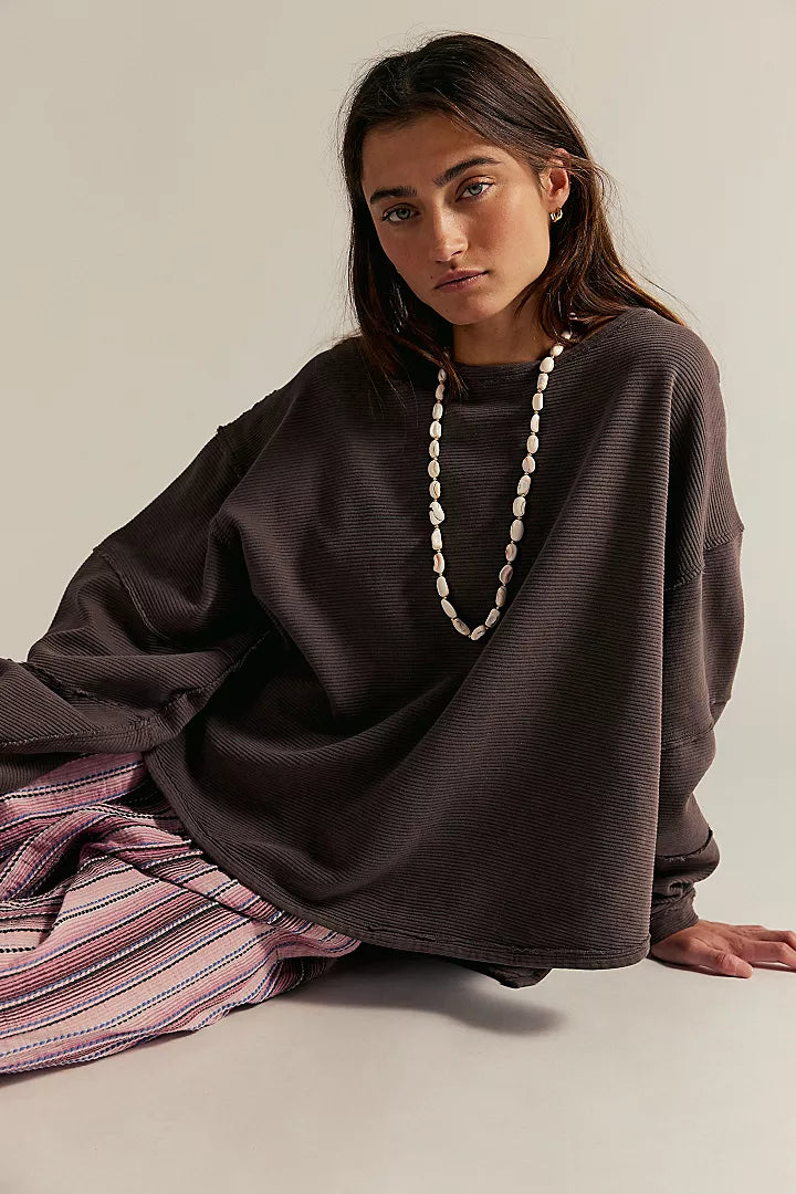Free People Total Eclipse Tee Sweater Shaved Chocolate