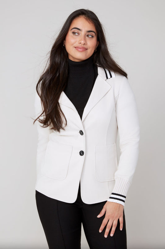 Renuar Knit Trim Blazer Oyster