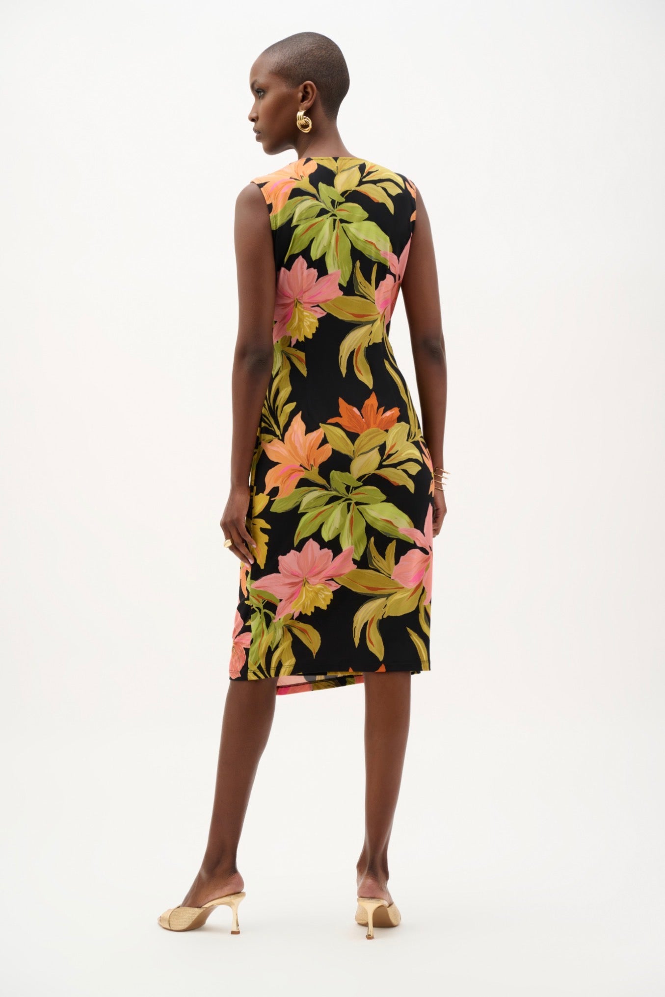 Joseph Ribkoff Silky Knit Tropical Print Wrap Dress 262108