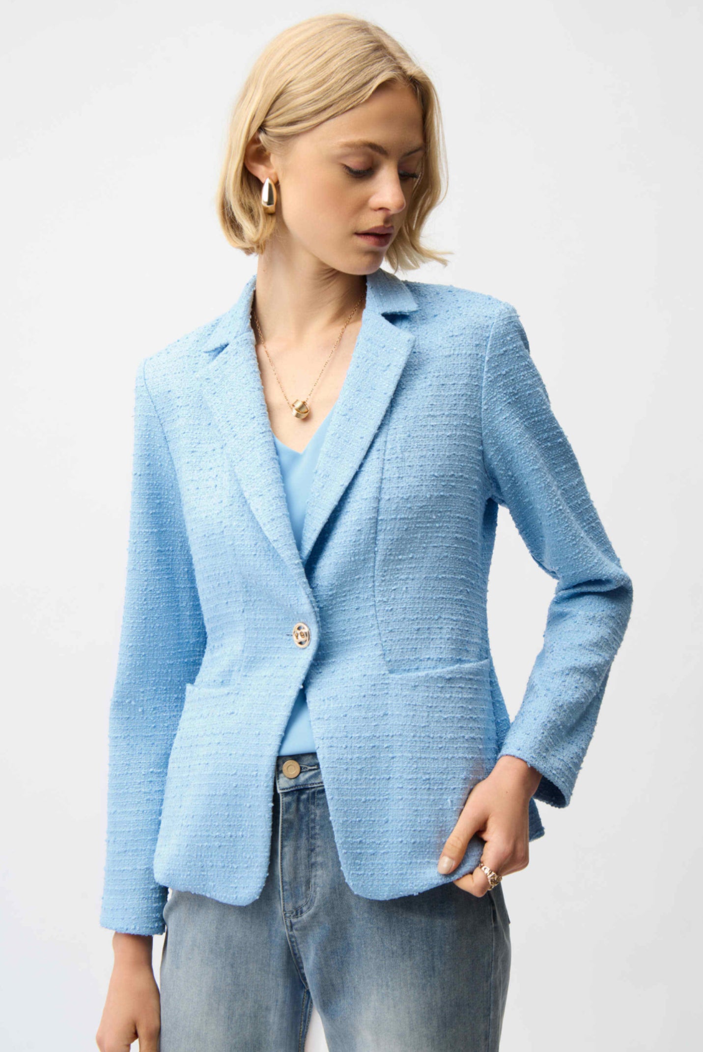 Joseph Ribkoff Bouclé Fitted Blazer With Notched Collar 261101