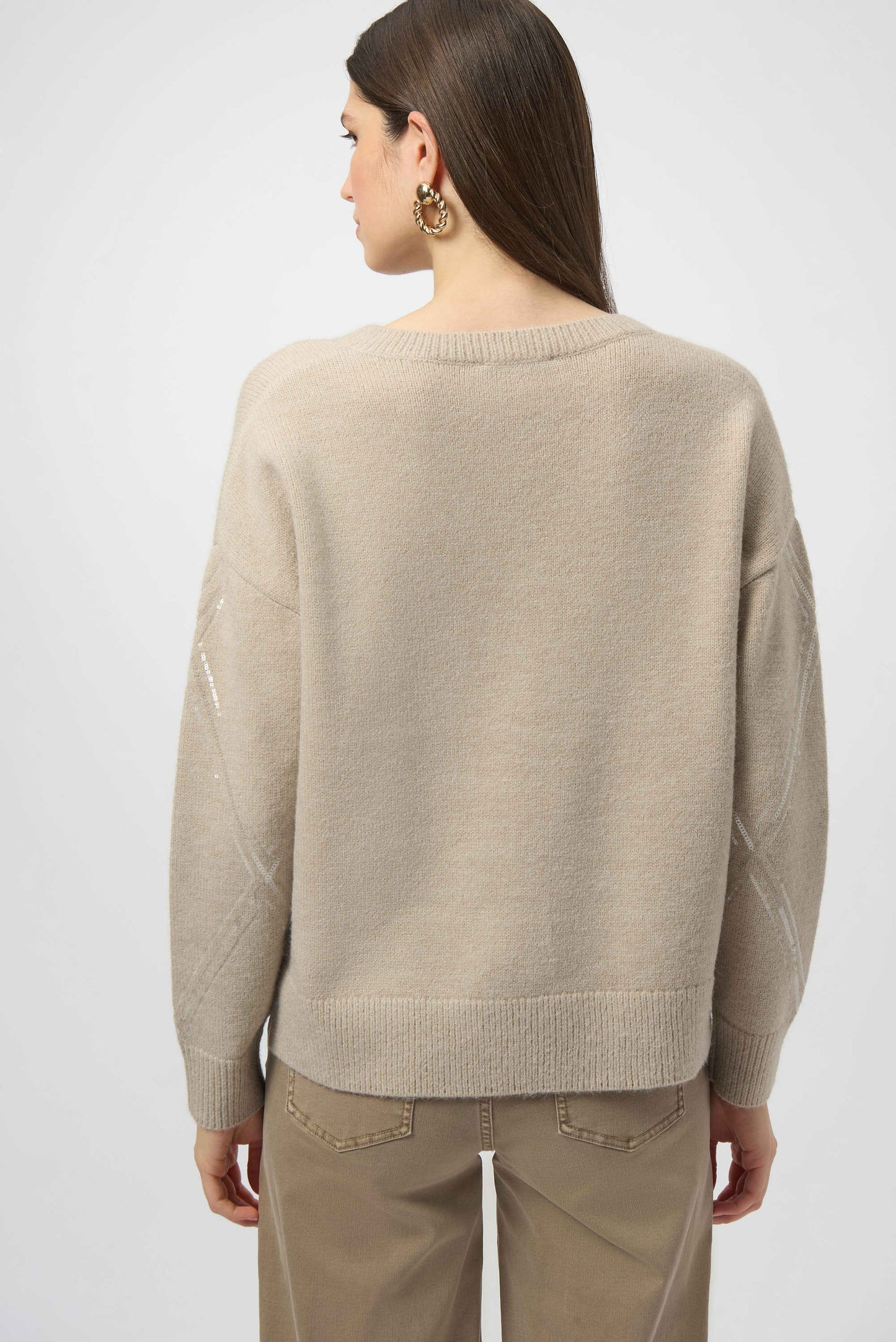 Joseph Ribkoff Sweater Knit Pullover with Sequins Oyster 254949