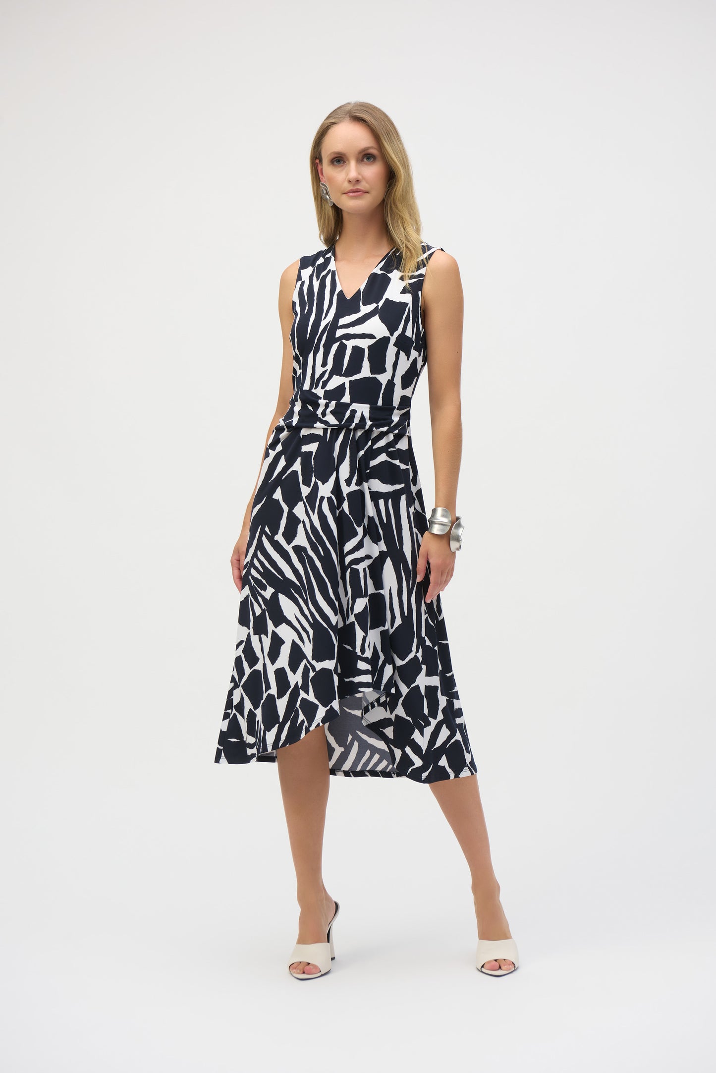 Joseph Ribkoff Silky Knit Abstract Print Fit and Flare Dress 252199