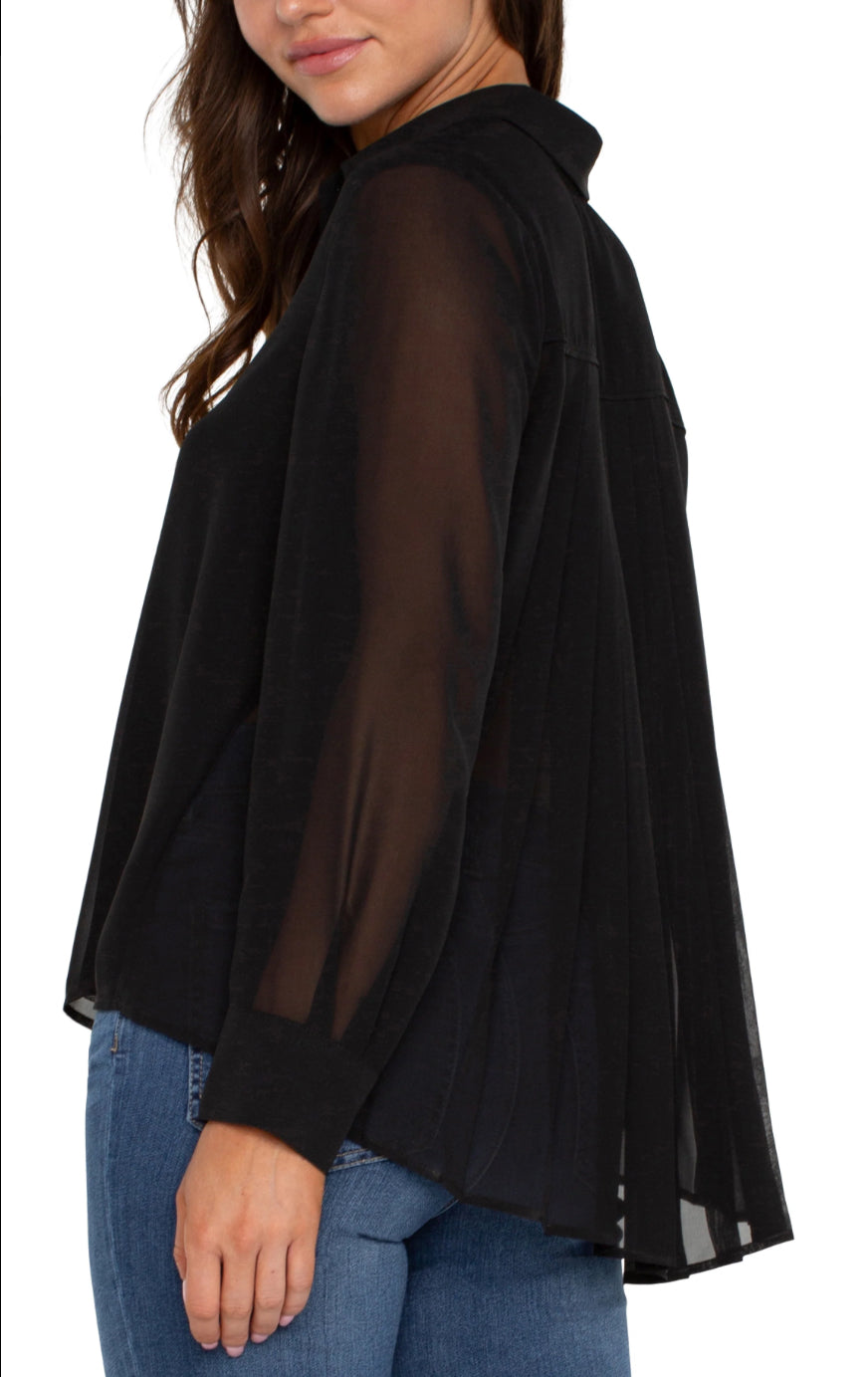 Liverpool Pleated Back Blouse Black