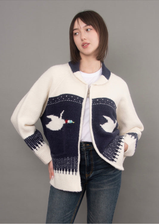 RD Style Taji Shawl Neck Zip Up Cardigan