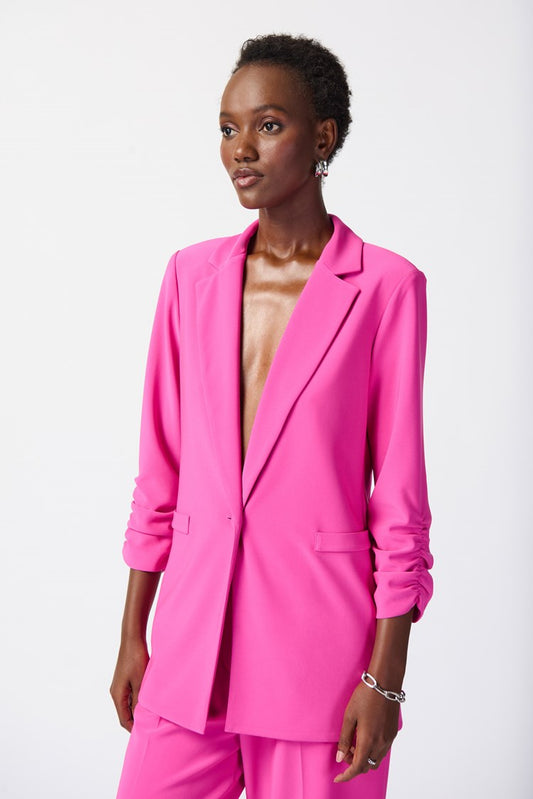 Joseph Ribkoff Silky Knit Blazer with Shirred Sleeves Ultra Pink 241031