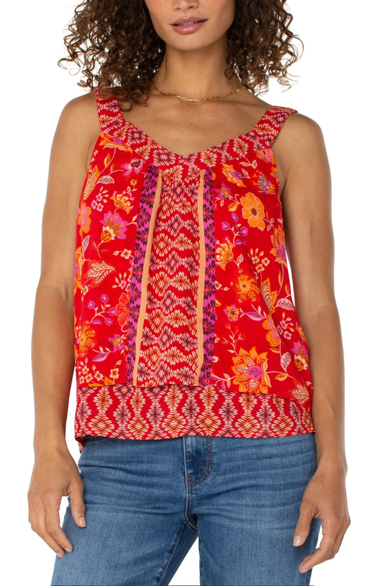 Liverpool Sleeveless V-neck Woven Tank