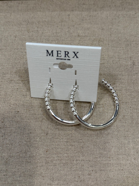Merx Silver Bead Hoop Earrings
