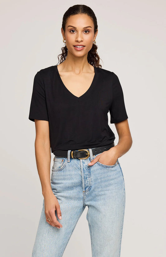 Gentle Fawn Jamie V-Neck Tee Black