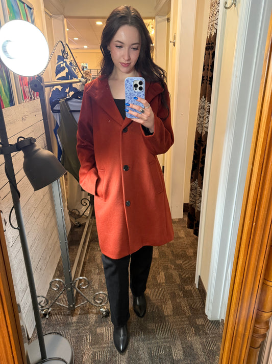 Frandsen Long Wool Coat Burnt Orange