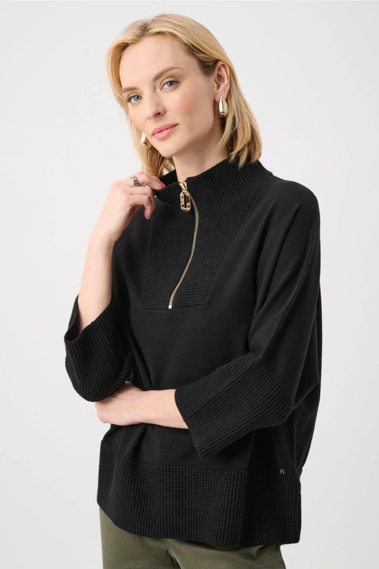 Joseph Ribkoff Brushed Viscose And Nylon Funnel-Neck Sweater Black 263937