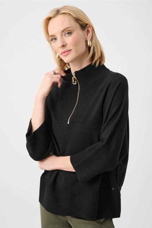 Joseph Ribkoff Brushed Viscose And Nylon Funnel-Neck Sweater Black 263937