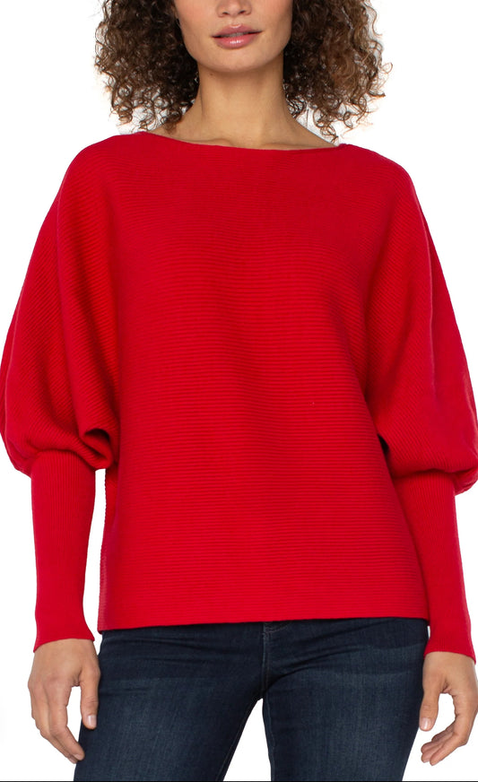Liverpool Long Sleeve Boat Neck Dolman Sweater Tango Red