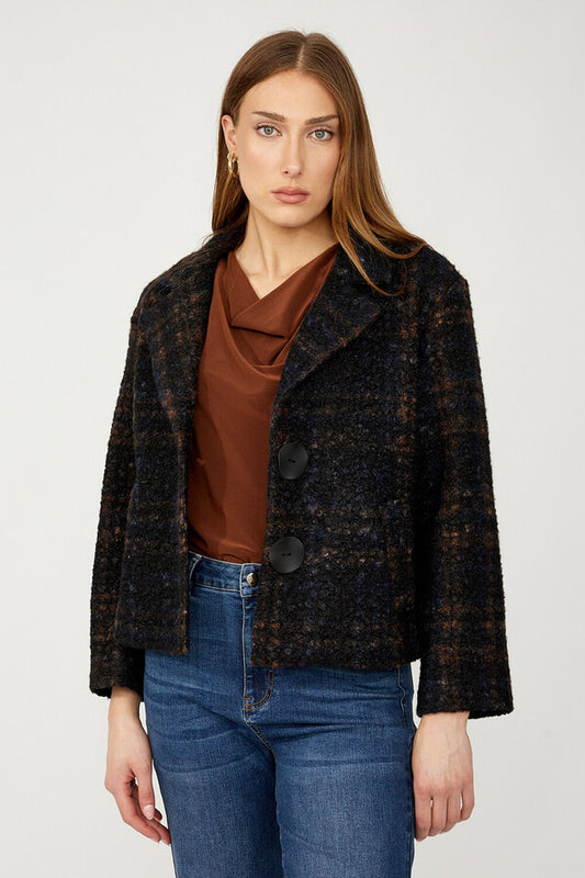 Frank Lyman Plaid Collared Long Sleeve Jacket Style 254361