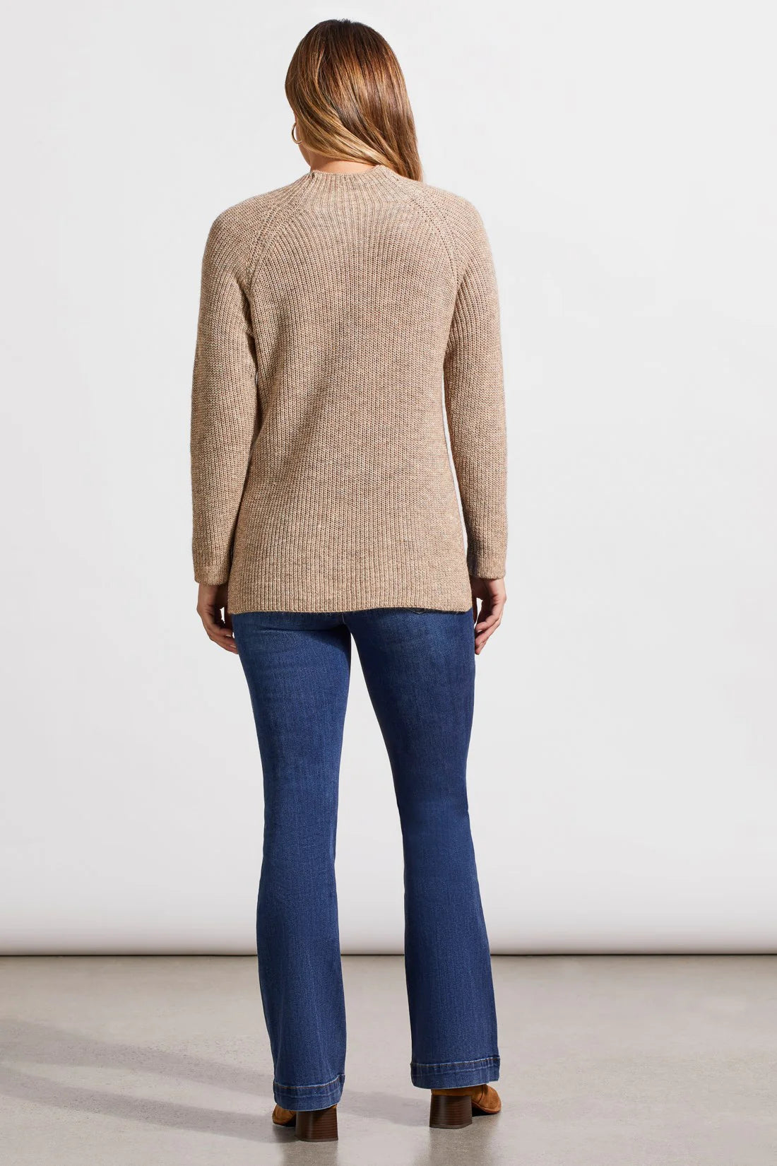 Tribal Mock Neck Heathered Knit Sweater Nutshell