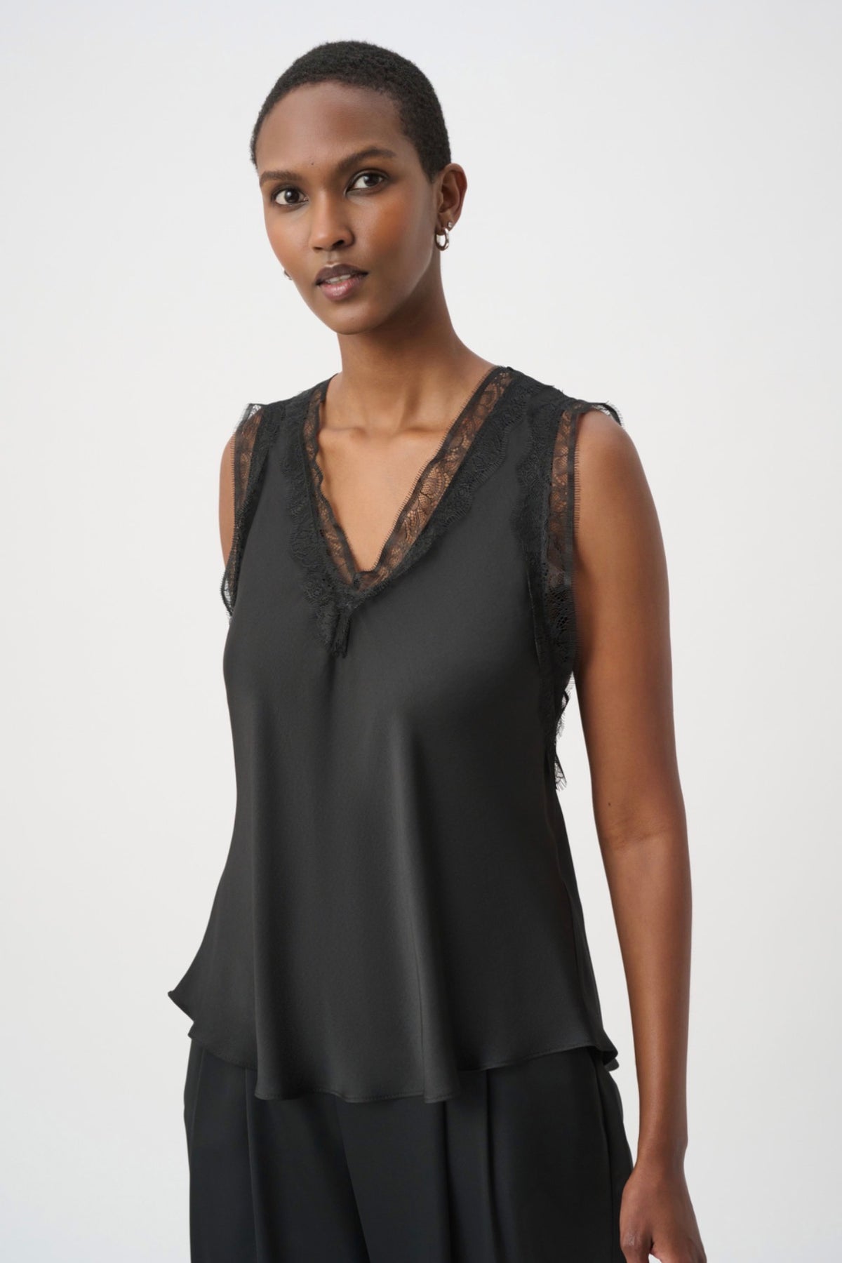 Joseph Ribkoff Recycled Satin Sleeveless Top Black 264175