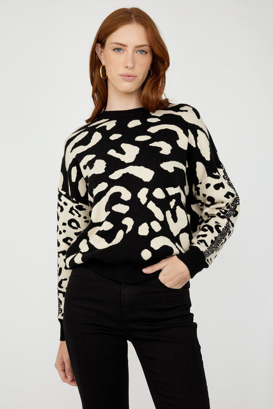 Frank Lyman Animal Print Pullover Sweater 254988
