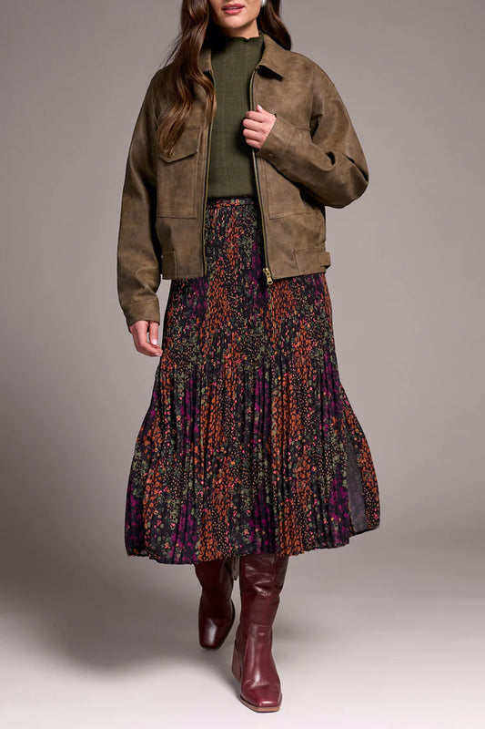 Tribal Faux Suede Collared Jacket Cocoa