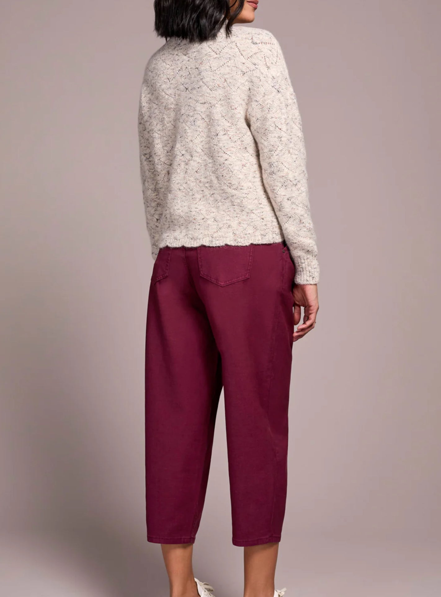 Tribal High Neck Knit Sweater Cream