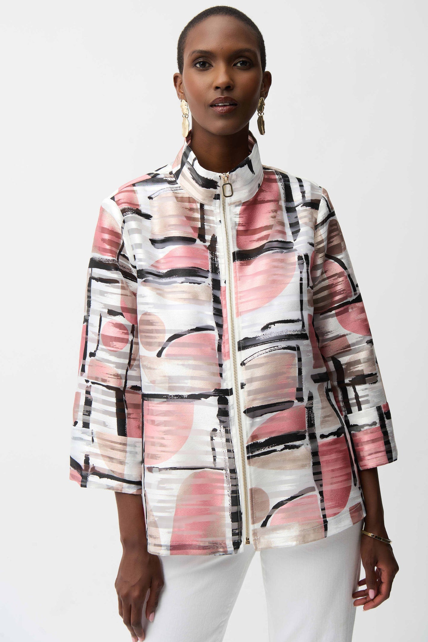 Organza Jacquard Abstract Print Boxy Jacket
261052
