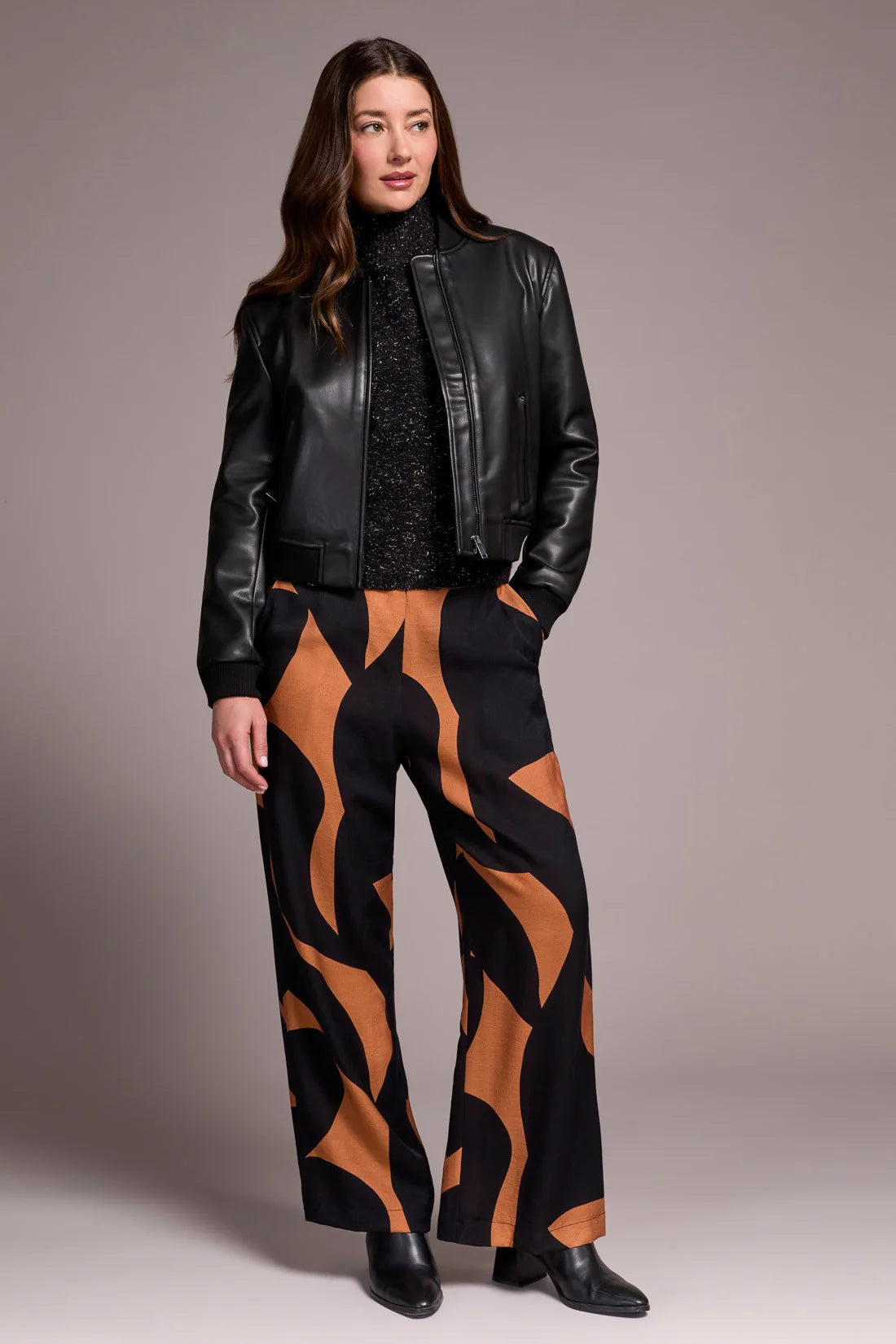 Tribal Soft Faux Leather Bomber Jacket