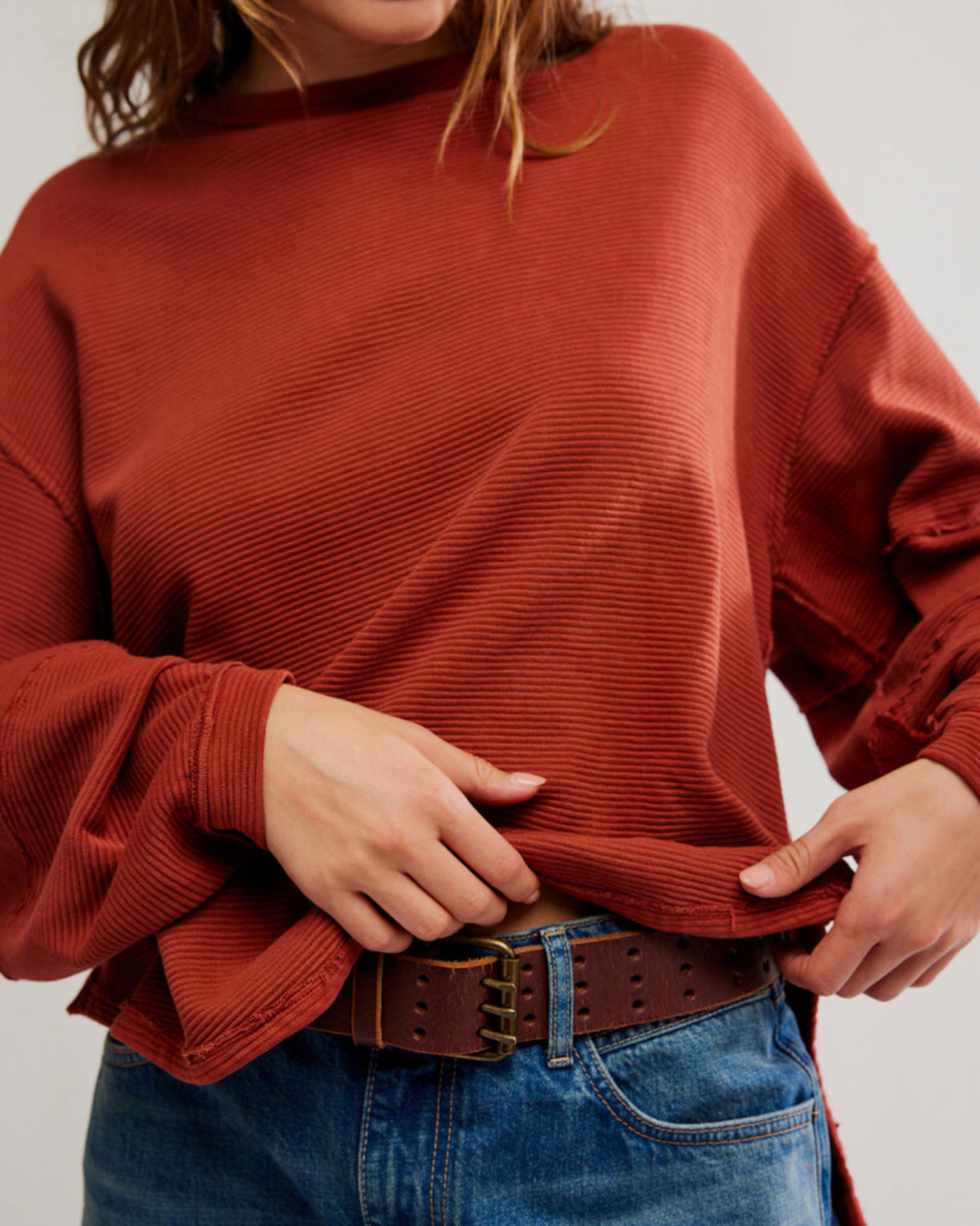 Free People Total Eclipse Tee Sweater Spiced Rum