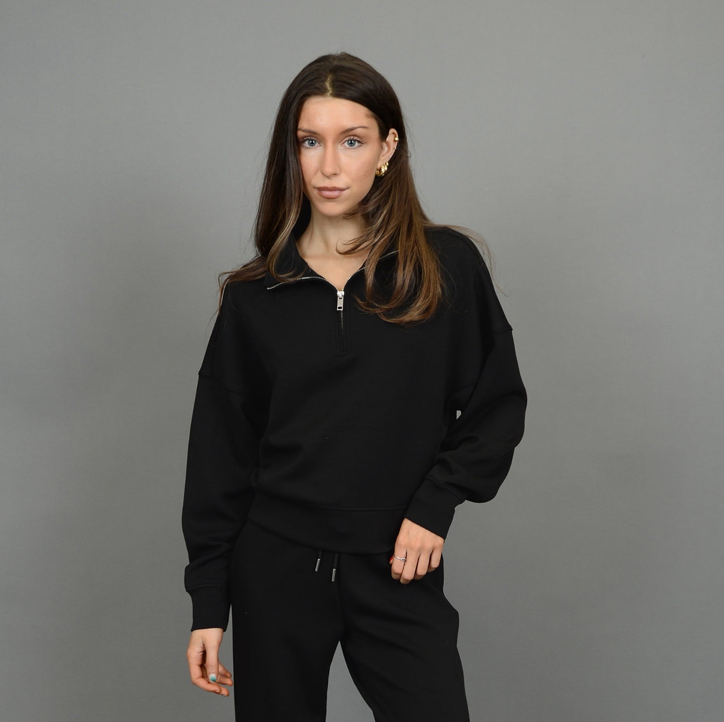 RD Style Mailyn Scuba Quarter Zip Black