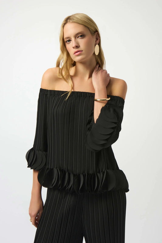 Joseph Ribkoff Georgette Off Shoulder Pleated Top 253939