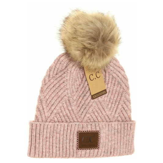 C.C Heathered Pom Beanie Rose