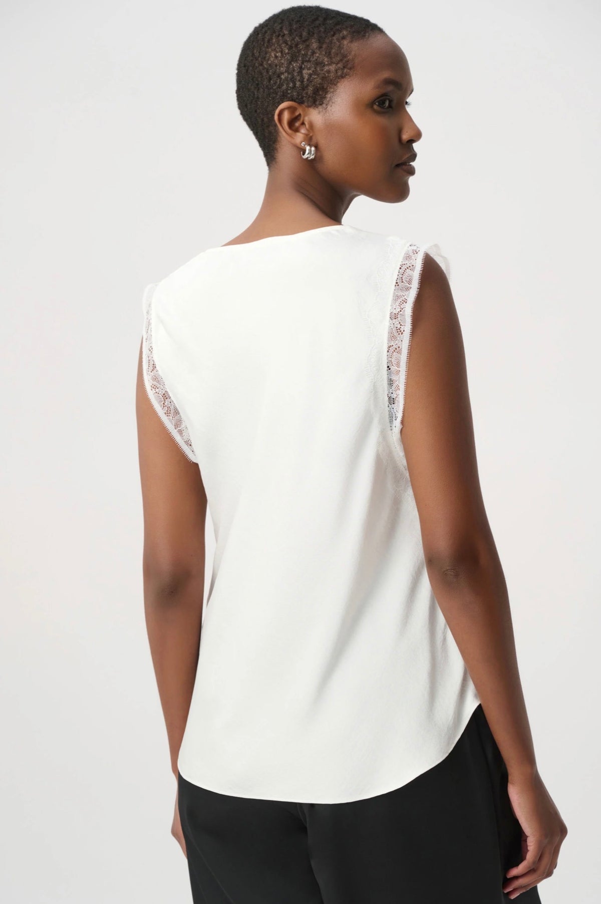 Joseph Ribkoff Recycled Satin Sleeveless Top Winter White 264175