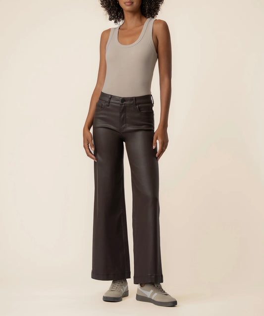 Kut Meg Coated High Rise Wide Leg Jeans Chocolate