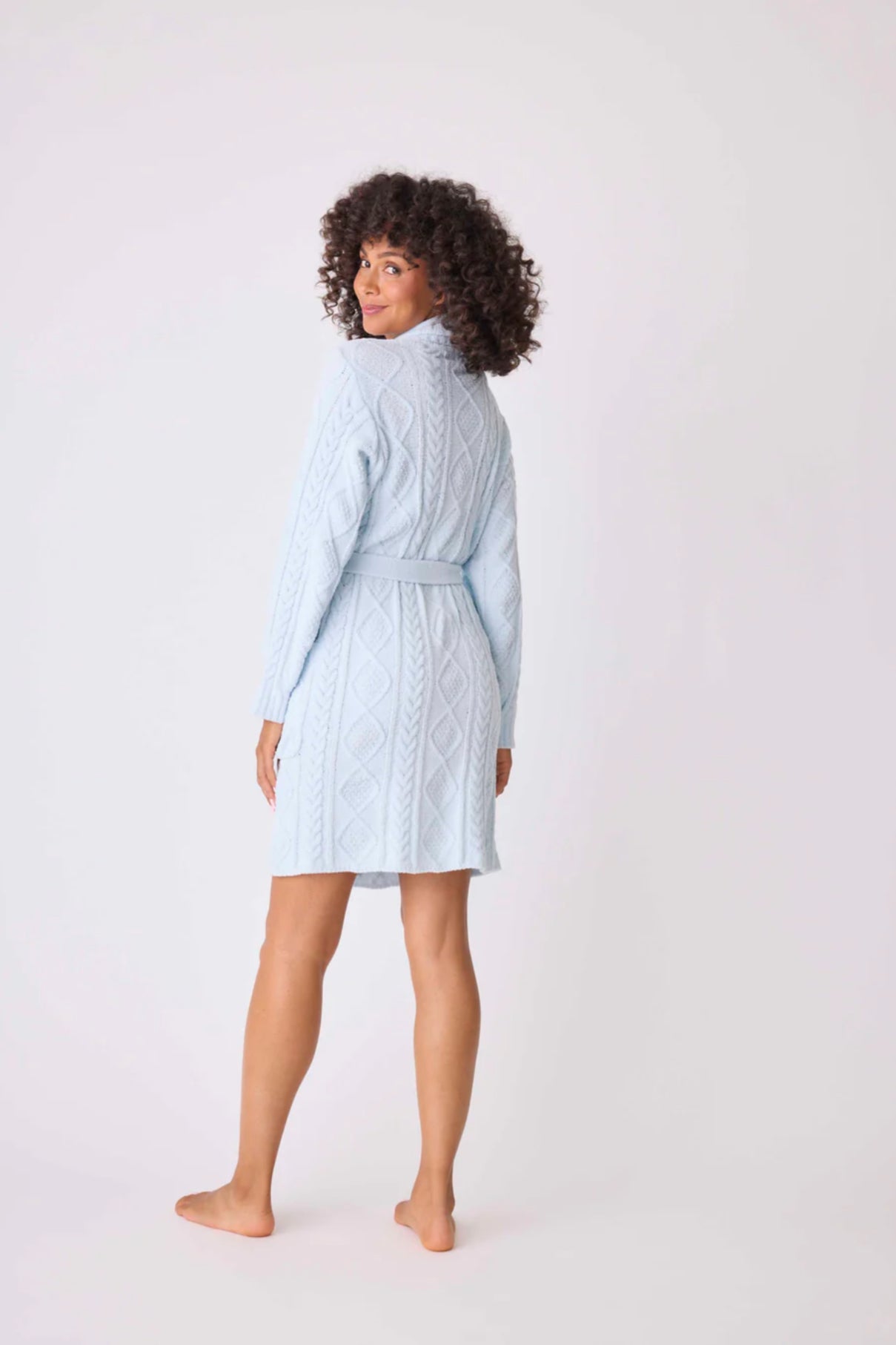 PJ Salvage Chenille Cozy Cable Robe Blue