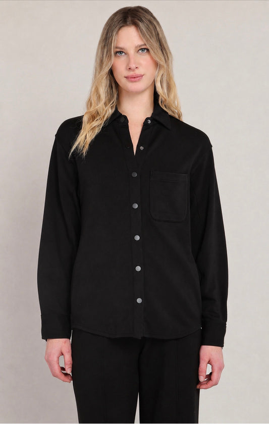 Dex Button Up Scuba Shirt Black