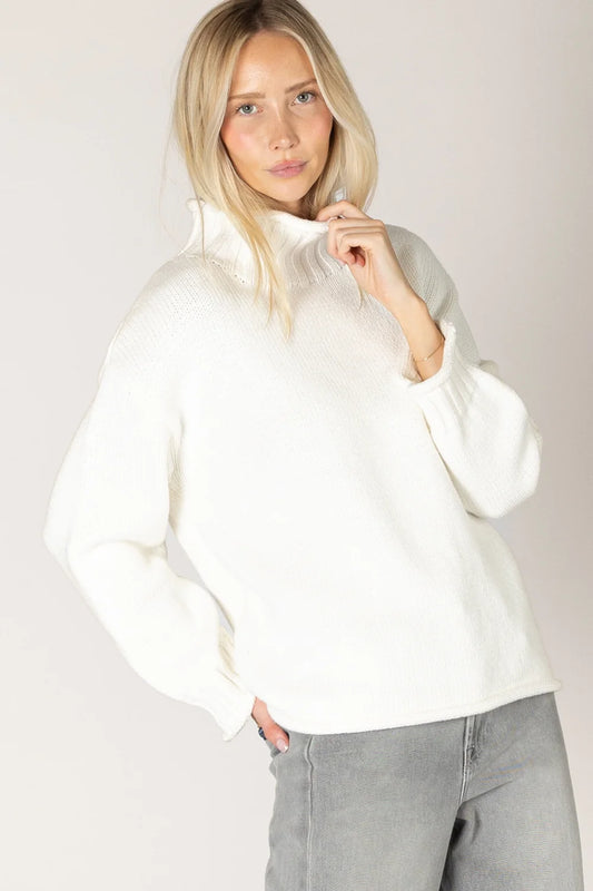 Lyla & Luxe Dolly Mock Neck Sweater Soft White